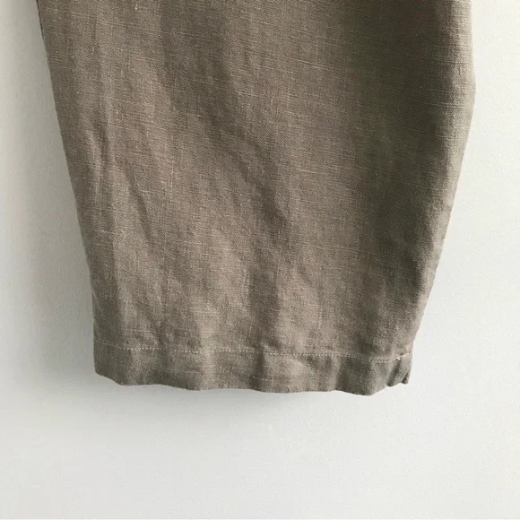 Linen Green and Brown Wide Leg Pants - Picture 14 of 16